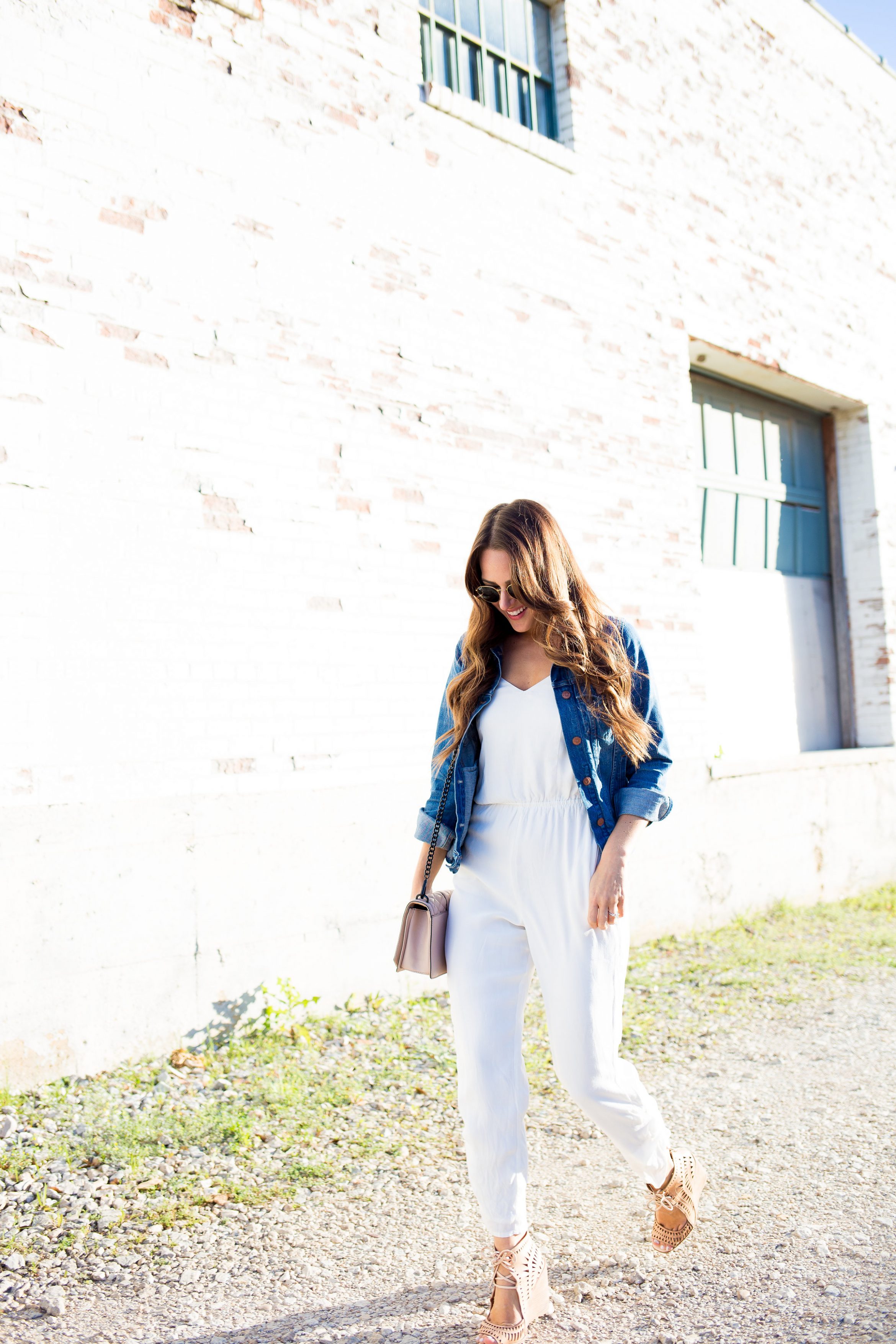 White Jumpsuit Denim Jacket