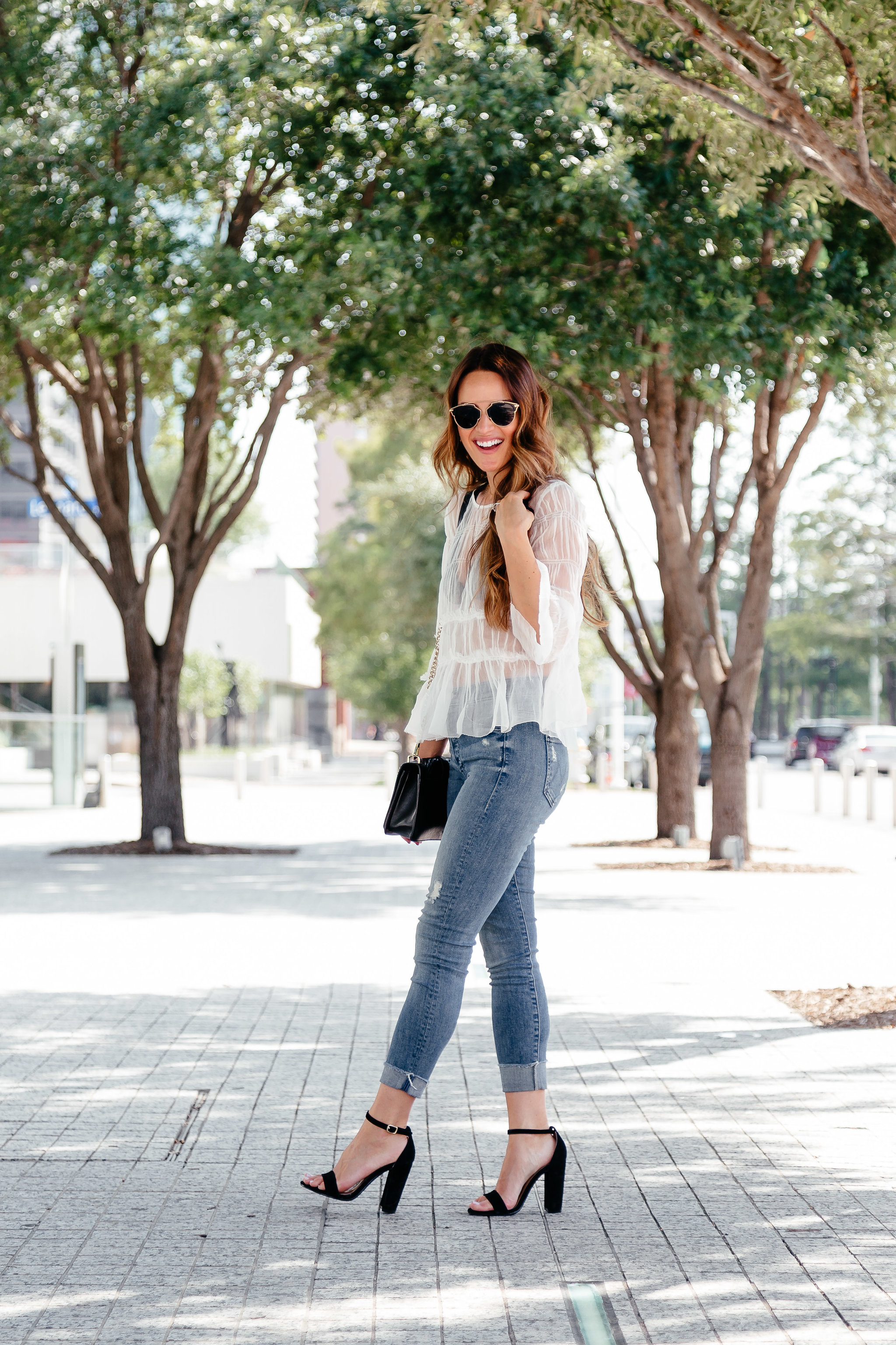 WWCBW: White Sheer Top & Black Lace Bralette 